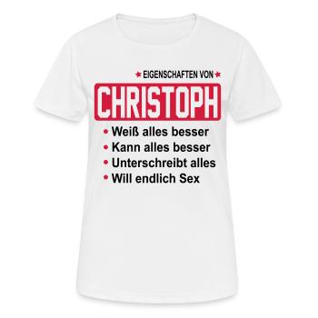 christoph - Frauen T-Shirt atmungsaktiv - Weiß - Vorne - AI Model Female 172 dark (172cm)