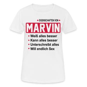 marvin - Frauen T-Shirt atmungsaktiv - Weiß - Vorne - AI Model Female 172 dark (172cm)