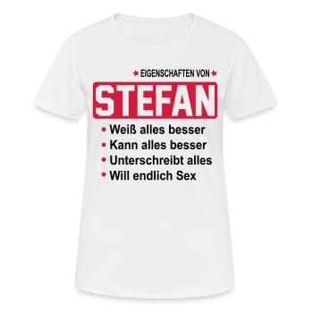 stefan - Frauen T-Shirt atmungsaktiv - Weiß - Vorne - AI Model Female 172 dark (172cm)