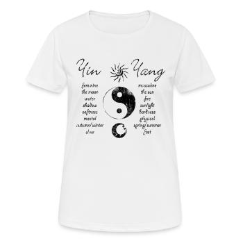 T-Shirt Yin und Yang used Look - Frauen T-Shirt atmungsaktiv - Weiß - Vorne - AI Model Female 172 dark (172cm)