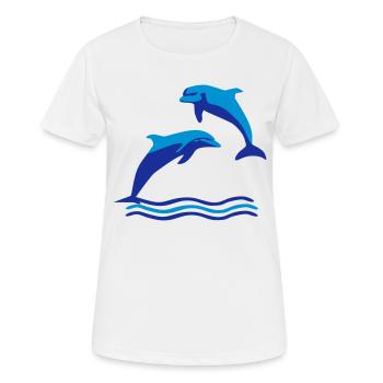 Dolphins & Waves, Dolphin - T-shirt respirant Femme - blanc - Devant - AI Model Female 172 dark (172cm)