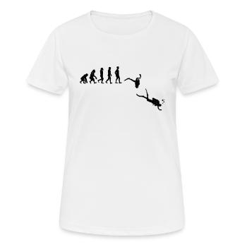 Evolution Taucher - Frauen T-Shirt atmungsaktiv - Weiß - Vorne - AI Model Female 172 dark (172cm)