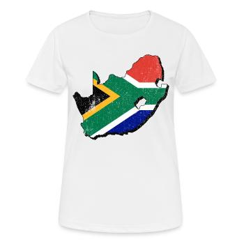 Südafrika Karte mit der südafrikanischen Fahne - Frauen T-Shirt atmungsaktiv - Weiß - Vorne - AI Model Female 172 dark (172cm)