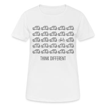 Think Different, Verkehrswende, Fahrrad - Frauen T-Shirt atmungsaktiv - Weiß - Vorne - AI Model Female 172 dark (172cm)