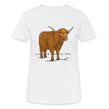 Schottisches Hochlandrind - Frauen T-Shirt atmungsaktiv - Weiß - Vorne - AI Model Female 172 dark (172cm)