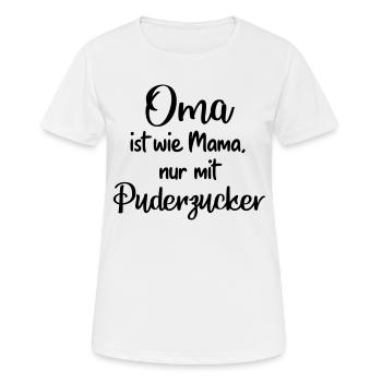 Oma Puderzucker - Frauen T-Shirt atmungsaktiv - Weiß - Vorne - AI Model Female 172 dark (172cm)