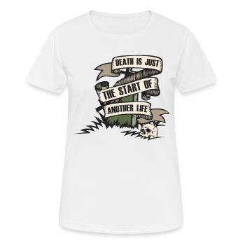 tombe banderole cimetiere citation crane tete de - T-shirt respirant Femme - blanc - Devant - AI Model Female 172 dark (172cm)