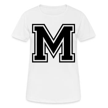Lettre M Équipe Foot baseball basket université - T-shirt respirant Femme - blanc - Devant - AI Model Female 172 dark (172cm)