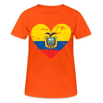 Flaggenherz Ecuador Flagge - Frauen T-Shirt atmungsaktiv - Neonorange - Vorne - AI Model Female 172 dark (172cm)