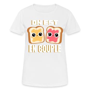 Tartines on est en couple Humour Amour Valentin - T-shirt respirant Femme - blanc - Devant - AI Model Female 172 dark (172cm)