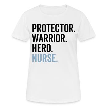 Protecteur Guerrier Héros Infirmière - T-shirt respirant Femme - blanc - Devant - AI Model Female 172 dark (172cm)