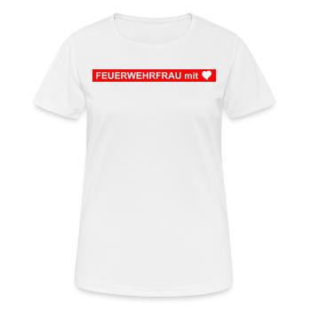 Feuerwehrfrau mit Herz - Frauen T-Shirt atmungsaktiv - Weiß - Vorne - AI Model Female 172 dark (172cm)