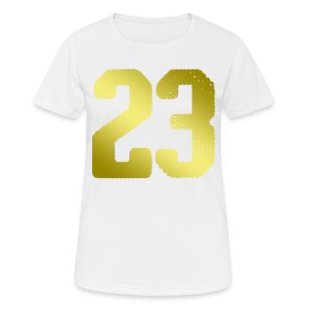 23 Maillot numéro - T-shirt respirant Femme - blanc - Devant - AI Model Female 172 dark (172cm)