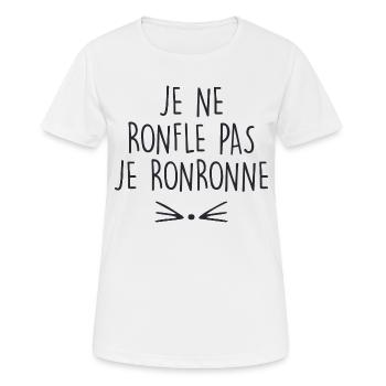 je ne ronfle pas je ronronne - T-shirt respirant Femme - blanc - Devant - AI Model Female 172 dark (172cm)