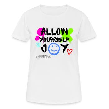 SHANIMAX Joie et bonheur - T-shirt respirant Femme - blanc - Devant - AI Model Female 172 dark (172cm)