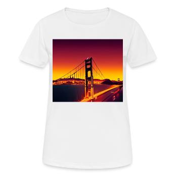 Coucher de soleil sur le Golden Gate Bridge de San Francisco - T-shirt respirant Femme - blanc - Devant - AI Model Female 172 dark (172cm)