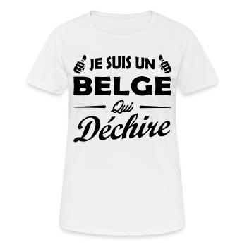je suis un belge qui déchire / cadeau humour belge - T-shirt respirant Femme - blanc - Devant - AI Model Female 172 dark (172cm)