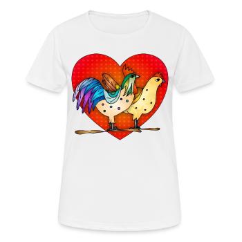 Poule et coq - T-shirt respirant Femme - blanc - Devant - AI Model Female 172 dark (172cm)