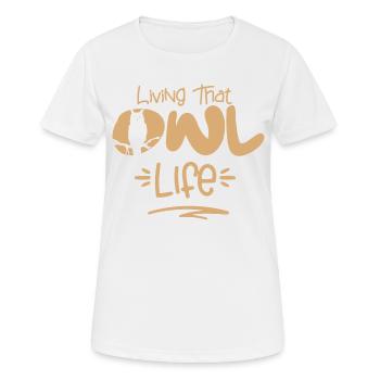 Vivre cette vie de hibou Oiseau nocturne Noctambules - T-shirt respirant Femme - blanc - Devant - AI Model Female 172 dark (172cm)