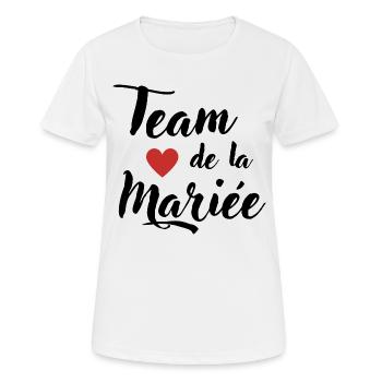 Team de la mariée EVJF - T-shirt respirant Femme - blanc - Devant - AI Model Female 172 dark (172cm)
