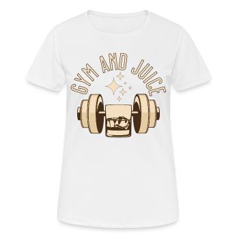 Roligt gym citat gym och juice - Andningsaktiv T-shirt dam - vit - Fram - AI Model Female 172 dark (172cm)