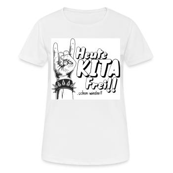 Heute KITA frei!! - Frauen T-Shirt atmungsaktiv - Weiß - Vorne - AI Model Female 172 dark (172cm)