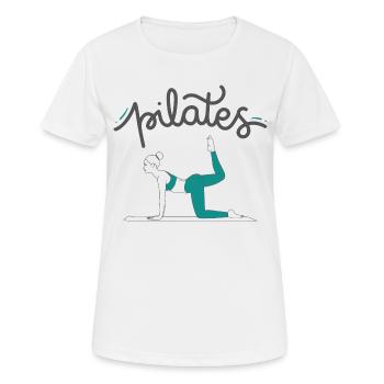 PILATES - Frauen T-Shirt atmungsaktiv - Weiß - Vorne - AI Model Female 172 dark (172cm)