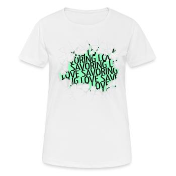 Déclaration : amour de soi, amour, langues, nourriture, culture - T-shirt respirant Femme - blanc - Devant - AI Model Female 172 dark (172cm)