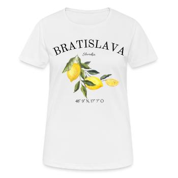 Bratislava - Slovaquie - Danube - Souvenir - Voyage - T-shirt respirant Femme - blanc - Devant - AI Model Female 172 dark (172cm)