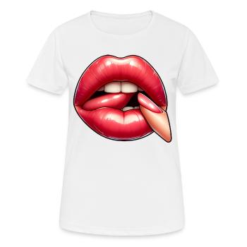 Attraktive rosa Lippe - Frauen T-Shirt atmungsaktiv - Weiß - Vorne - AI Model Female 172 dark (172cm)