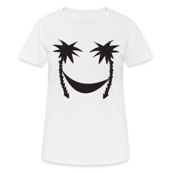 Palmier sourire paradisiaque avec hamac - T-shirt respirant Femme - blanc - Devant - AI Model Female 172 dark (172cm)
