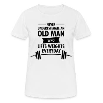 Old Man - Weight Lifting - Women's Breathable T-Shirt - white - Front - AI Model Female 172 dark (172cm)