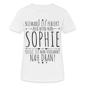 Sophie perfekt - Frauen T-Shirt atmungsaktiv - Weiß - Vorne - AI Model Female 172 dark (172cm)