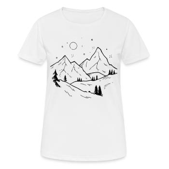 Montagnes Vintage avec forêt et étoiles brillantes - T-shirt respirant Femme - blanc - Devant - AI Model Female 172 dark (172cm)