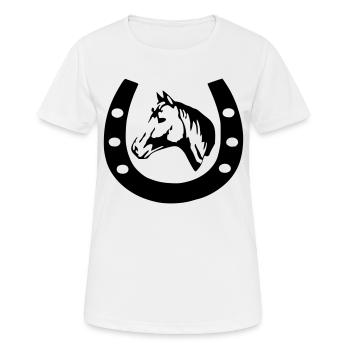 Pferd im Hufeisen - Frauen T-Shirt atmungsaktiv - Weiß - Vorne - AI Model Female 172 dark (172cm)