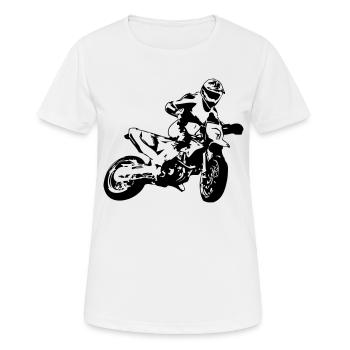 Supermoto - Frauen T-Shirt atmungsaktiv - Weiß - Vorne - AI Model Female 172 dark (172cm)