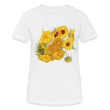 Vincent van Gogh Sonnenblumen Sunflowers Art Kunst - Frauen T-Shirt atmungsaktiv - Weiß - Vorne - AI Model Female 172 dark (172cm)
