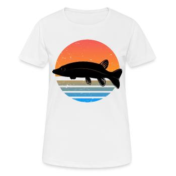 Brochets poissons prédateurs - T-shirt respirant Femme - blanc - Devant - AI Model Female 172 dark (172cm)