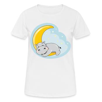 Cute sleeping hippo on the moon - Women's Breathable T-Shirt - white - Front - AI Model Female 172 dark (172cm)