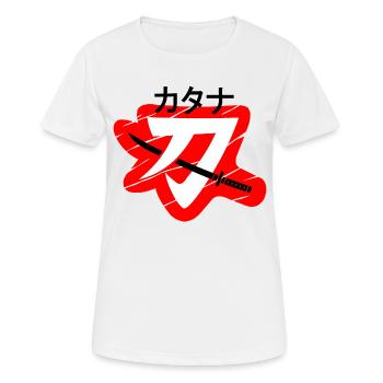 Katana Japanese Sword - Frauen T-Shirt atmungsaktiv - Weiß - Vorne - AI Model Female 172 dark (172cm)