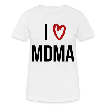 i love mdma Drogen Spruch Schrift - Frauen T-Shirt atmungsaktiv - Weiß - Vorne - AI Model Female 172 dark (172cm)