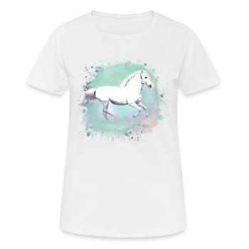 Schimmel,,weisses Pferd, pferd, Malerei,grün - Frauen T-Shirt atmungsaktiv - Weiß - Vorne - AI Model Female 172 dark (172cm)