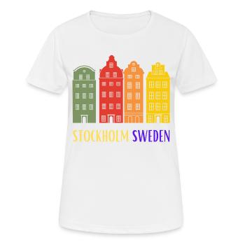 Stockholm Schweden, authentische Häuser aus der Altstadt - Frauen T-Shirt atmungsaktiv - Weiß - Vorne - AI Model Female 172 dark (172cm)