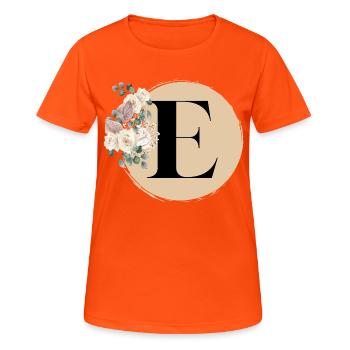 letter E - Women's Breathable T-Shirt - neon orange - Front - AI Model Female 172 dark (172cm)
