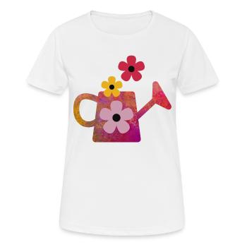 Rote Gießkanne mit Blumen - Frauen T-Shirt atmungsaktiv - Weiß - Vorne - AI Model Female 172 dark (172cm)