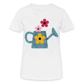 Gießkanne mit Blumen - Frauen T-Shirt atmungsaktiv - Weiß - Vorne - AI Model Female 172 dark (172cm)