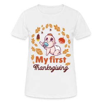 Mon premier Thanksgiving - T-shirt respirant Femme - blanc - Devant - AI Model Female 172 dark (172cm)