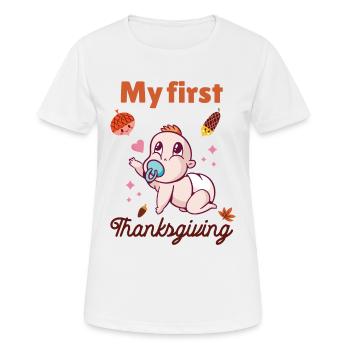 Mon premier Thanksgiving - T-shirt respirant Femme - blanc - Devant - AI Model Female 172 dark (172cm)