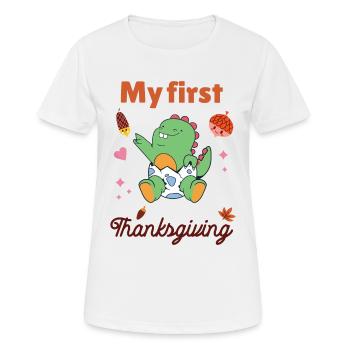 Mon premier Thanksgiving - T-shirt respirant Femme - blanc - Devant - AI Model Female 172 dark (172cm)