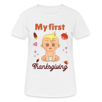Mon premier Thanksgiving - T-shirt respirant Femme - blanc - Devant - AI Model Female 172 dark (172cm)